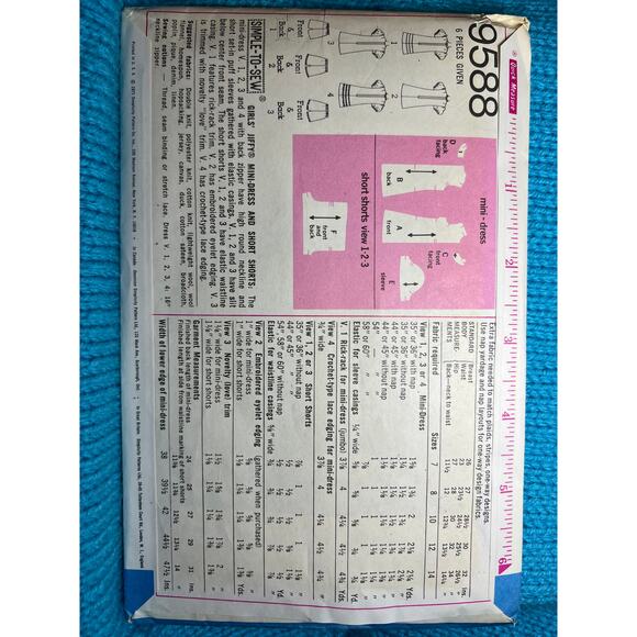Simplicity 9588 Sewing pattern Girls A line dress shorts 1960s size 7 - Picture 3 of 6